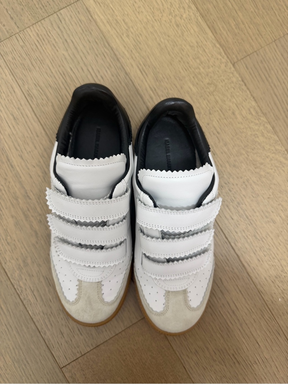 Brand new Isabel marant Beth White Leather Velcro Sneakers with Black Trim
